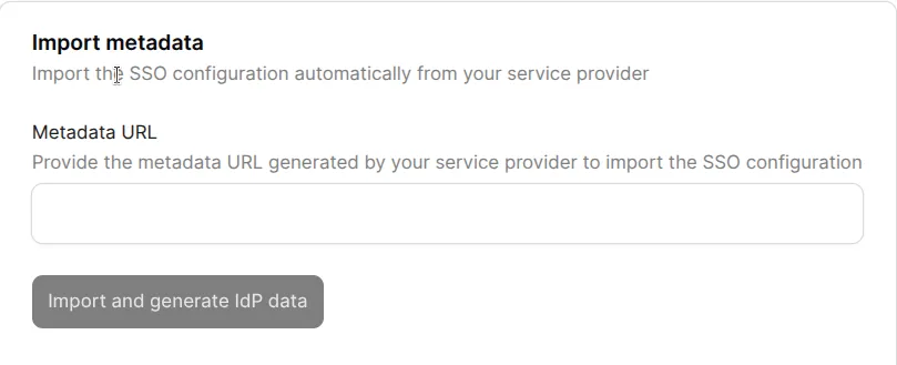 SSO Import IdP Metadata